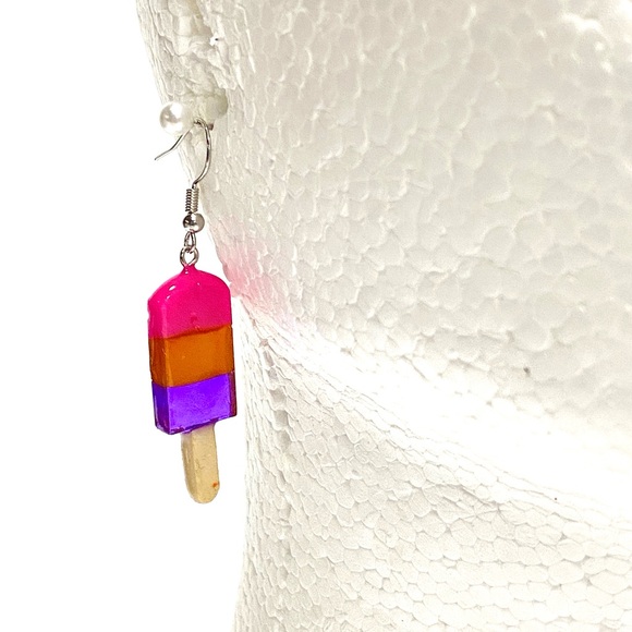 HANDMADE Popsicle Resin Art Dangle Earrings - Picture 3 of 10